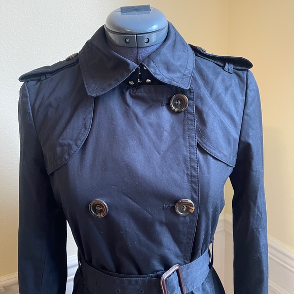 Banana Republic Women’s Classic Black Lined Trench Coat Like New SZ Petite Small - Picture 12 of 13